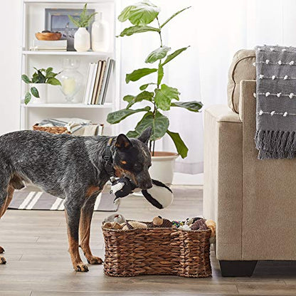 Bone Dry Pet Storage Collection, Bone Shape Hyacinth Toy Basket, Dark Brown, Small - color: Dark Brown, size: Small