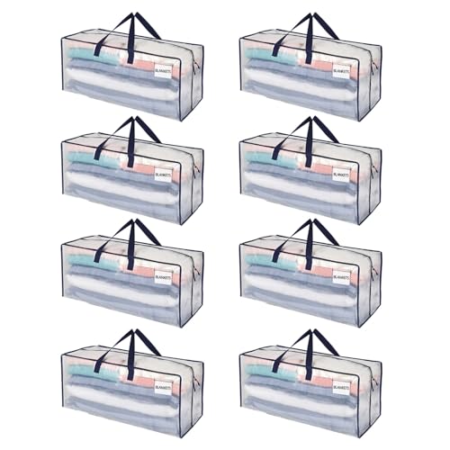 VENO 8 Pack Heavy Duty Moving Bags with Backpack Straps, Zippers & Handles, Extra Large Packing Bags for College Dorm Essentials, Moving Supplies Alternative to Cardboard Moving Boxes - color: Clear, size: 8 Pack