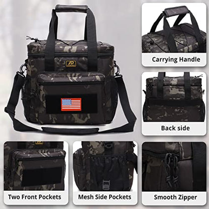 Lunch Box for Men, Tactical Lunch Bag MOLLE Webbing Leakproof Insulated Large Lunch Cooler Women Adult Meal with Adjustable Shoulder Strap Durable Lunch Pail (Camo-Black) - color: Camo-Black, size: Large