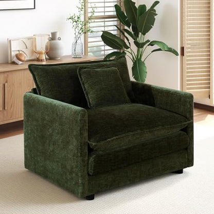 SoarFlash Chenille Single Seat Sofa, with Armests, Green - color: Green, size: 1 Single Seat
