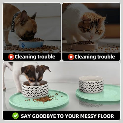 Comtim Waterproof Dog Food Mat - 2 Pack Silicone Pet Food Mat Dog Food Bowl Mats Cat Water Mats Eating Tray, Non-Slip Pet Placemat with Lip for Messy Drinkers to Protect Floor,Mocha Green 11" - color: Mocha Green