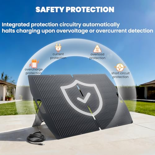LVYUAN 100W Portable Solar Panel for Power Station, Foldable Solar Panel 23.5% Mono Cell with ETFE, IP65 P-PERC with 4-in-1 Adapter Battery Charger for Outdoor Camping Van RV Trip - size: 100 Watt Folding Solar Panel