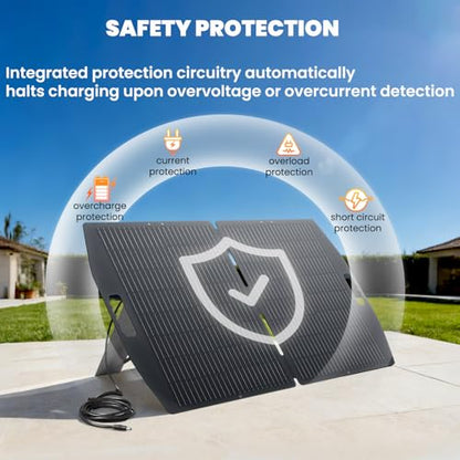 LVYUAN 100W Portable Solar Panel for Power Station, Foldable Solar Panel 23.5% Mono Cell with ETFE, IP65 P-PERC with 4-in-1 Adapter Battery Charger for Outdoor Camping Van RV Trip - size: 100 Watt Folding Solar Panel