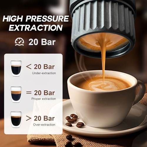 H02 PRO Portable Espresso Maker, Electric Coffee Machine for Travel, 20Bar Small Mini Coffee Maker with Self-Heating, Espresso Machine Fits Ground Coffee & NS Capsule, for Camping, Hiking - color: Black