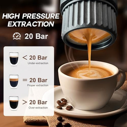 H02 PRO Portable Espresso Maker, Electric Coffee Machine for Travel, Espresso Machine Fits Ground Coffee & NS Capsule, 20Bar Mini Coffee Maker with Self-Heating, for Camping, Hiking, Office - color: White