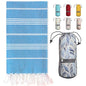 BAY LAUREL Turkish Beach Towel with Travel Bag 39 x 71 Quick Dry Sand Free Lightweight Large Oversized Towels Light - color: Denim Blue