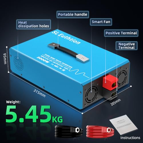 3000W Pure Sine Wave Power Inverter Voice Control AI Voice Assistant Support English 12V to 120V 60HZ with LCD Display, USB Port, for Car Home Laptop Truck - size: 3000W-12V