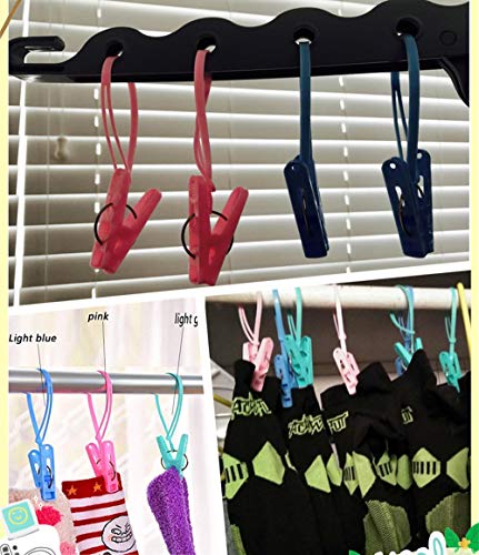 DurReus 24 Pack Plastic Clothespins Rope Windproof Clothes Hanger Clips Anti-Slip Laundry Pins Drying Clothing Clamps with Sturdy Steel Spring - color: 24pcs Plastic Rope Clothespins