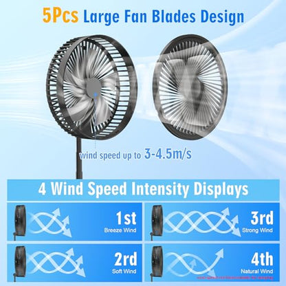 LIPETY Portable Foldable Rechargeable Oscillating Fan - 8" Battery Operated USB C Small Fan Remote, Quiet Table Desk Fan Folding Standing Pedestal Fans for Bedroom Rome Office Camping Travel