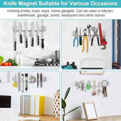 Magnetic Knife Holder for Wall 16 Inch Knife Magnetic Strip Refrigerator Knife Magnet Bar Wall Mount Knife Rack for RV Kitchen Utensil Holder Metal Tool Holder Knife Block for Kitchen Organization - size: 16 inches