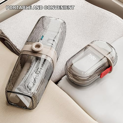 Toothbrush Travel Case & Travel Soap Holder Dish Tray Set of 2, Portable Clear Toothbrush Holders with Cover Leakproof Bar Soap Holder for Traveling School Camping Business Bathroom - color: 2 Pc-clear Coffee