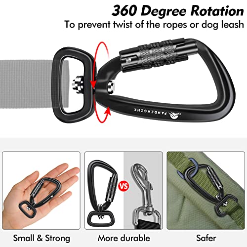 2 Pack Locking Carabiner Clip 2.5" with Swivel Ring for Securing Pets, Dog Leash Harness, Camping, Hiking, Keychains - color: Black