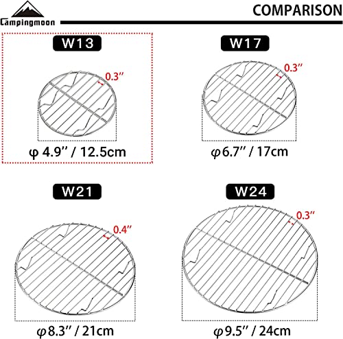 CAMPINGMOON φ4.9-inch Round Stainless Steel Cooking Grid Grill Fits for Backpacking Pocket Stove W13 - color: Dia 4.9 inches, fits for Backpacking Pocket Stove W13