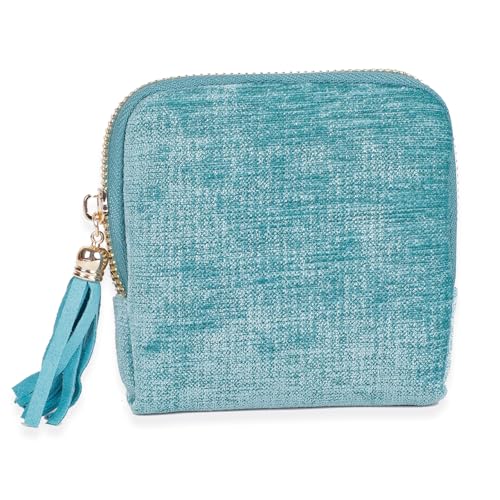 ASINGYER Travel Jewelry Storage Bag for Women, Velvet Portable Jewelry Organizer with Tassel Zipper, Small Pouches for Bracelets Necklaces Rings Earrings, Wedding Gift for Women (Sky blue) - color: Sky blue