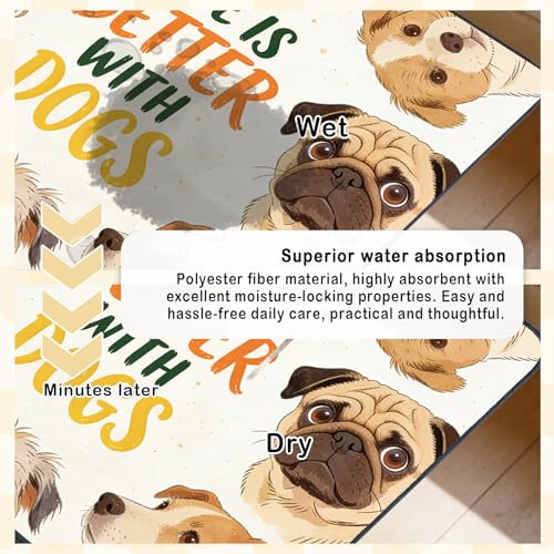 Nuxovilar Pet Dog Supplies Food Mat Cute Canine-Patterned Polyester (23.62×17.71 inches) Bowl Water Spill Pad Feeding Essentials for Kitchen, Dining Area, Pet Station - color: HC00140