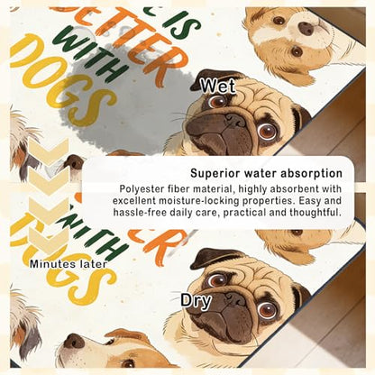 Nuxovilar Pet Dog Supplies Food Mat Cute Canine-Patterned Polyester (23.62×17.71 inches) Bowl Water Spill Pad Feeding Essentials for Kitchen, Dining Area, Pet Station - color: HC00140