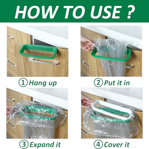 VinBee 5 PCS Portable Trash Bag Holder Hanging Trash Garbage Bag Holder Hanging Kitchen Cupboard Door Back Style Stand Trashes Garbage Bags Storage Rack for Kitchen Cupboard