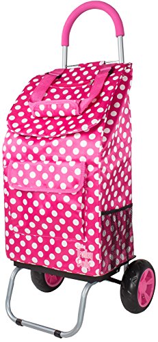 dbest products Trolley Dolly Shopping Grocery Foldable Cart Storage Mom, Pink Polka Dot - color: Pink Polka Dot, style: Cart