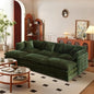 SoarFlash Chenille Sectional Sofa, Comfy Modular Coush Sofa with Ottoman, Modern 3 Seat Recliner Deep Seat Sofa Set for Living Room,Green - color: Green, size: 3 Seat+3 Ottoman