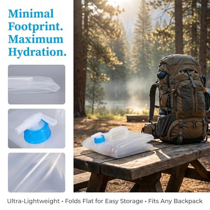BEWBBAT 2 Pack Collapsible Water Container with Spigot 2.6 Gallon, Foldable Camping Water Storage Jug Portable Water Tank Canteen for Outdoor Hiking, Fishing, Emergency
