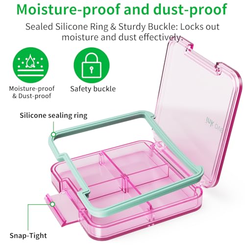 Small Pill Box, Travel Pill Organizer, Small Pill Case, Pill Container for Purse 4 Compartments, Daily Compact Travel Medicine Holder for Vitamins Medication (Pink) - color: Pink