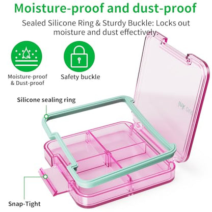 Small Pill Box, Travel Pill Organizer, Small Pill Case, Pill Container for Purse 4 Compartments, Daily Compact Travel Medicine Holder for Vitamins Medication (Pink) - color: Pink