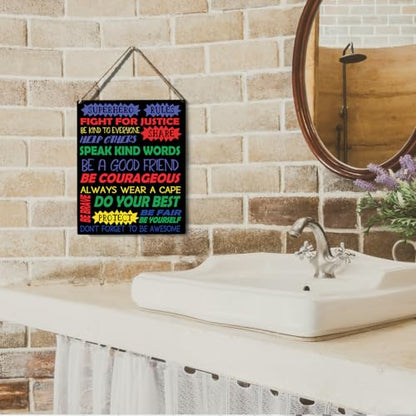 wall-pediments MP 470 Superhero Rules Kids Room Plaque, 6.7 x 10 Inches Inspirational Superhero Decor - color: Generic 9955