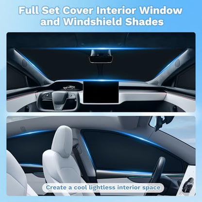 KUST Car Window Shades for Tesla Model 3 2018-2025 2026 Windshield Sun Shade Side Window Cover UV Block Privacy Protection Accessories for Camping Blackout Rear Back Full Set 7PCS - size: FOR | Tesla Model 3 2018-Present