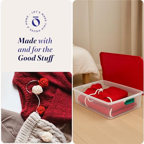 HOMZ Plastic Storage Underbed Tote Box, Twin/King, with Lid, Latching Handles, 60 Quart, Clear, Stackable, 4-Pack - color: Clear, size: 60 Quart