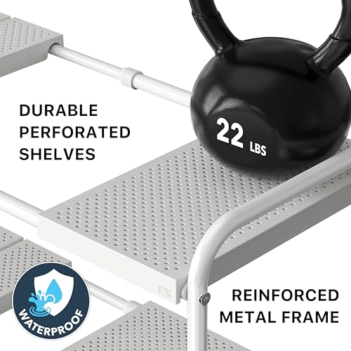 Simple Houseware Under Sink 2 Tier Expandable Heavy Duty Metal Shelf Organizer Rack, White (Expand from 15 to 25 inches) - color: White