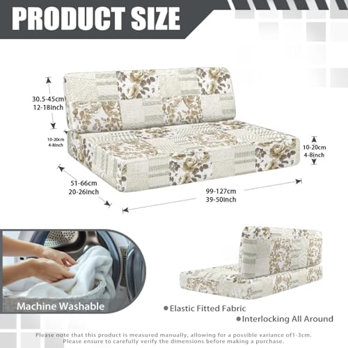 RV Dinette Cushion Covers - Dustproof Camper Sofa Replacement Couch Cushion Slipcovers with Floral Grid for Travel Trailer Couch - color: Floral Grid