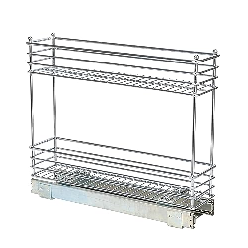 Household Essentials Chrome 2-Tier Sliding Cabinet Organizer, 5" - size: 5" - Extended, style: 2-Tier