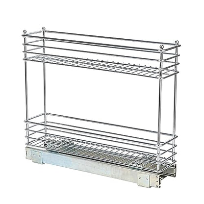 Household Essentials Chrome 2-Tier Sliding Cabinet Organizer, 5" - size: 5" - Extended, style: 2-Tier