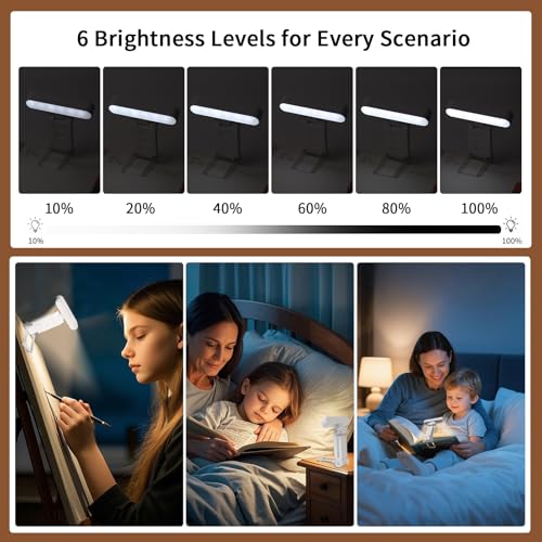 Book Light,USB Rechargeable Clip-On Reading Light,30 Adjustable Modes,Eye-Caring with Timer,Perfect for Book Lovers/Travel (White, Rectangle) - color: White, size: Rectangle