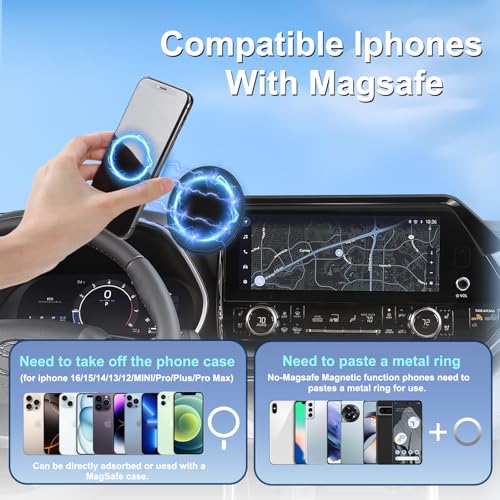 Car Phone Holder for 2020-2022 Toyota Highlander Accessories 12.3-inch Screen Fixed Clip, Magnet Cell Phone Mount Compatible with MagSafe, Hands-Free 360° Rotation Automobile Cradles Not Affect Vent - size: 2020-2022 Toyota Highlander