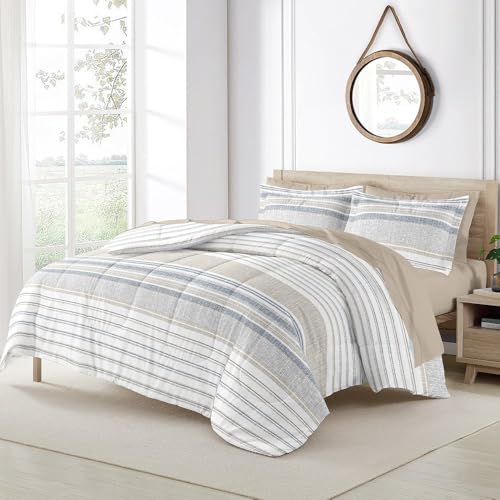 Camping World Enclave Comforter Set – Soft Lightweight Bed Comforter with Matching Shams, Easy-Care Bedding for RV, Camper, Guest Room & Home Bedroom - color: Preston Stripe, size: Bunk