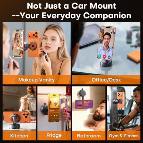 Car Phone Holder, 360°Adjustable Magnetic Phone Holder for Car, Foldable Suction Cup Phone Mount, Phone Holders for Your Car for iPhone 17/16/15/14/13/12 Series - color: Black