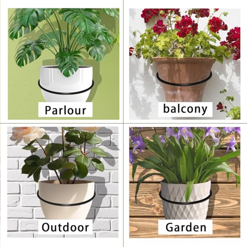 2 Pack Wall Mounted Plant Holder,Plant Pot Holder,Hanger Heavy Duty Flower Pot Ring for Outside,Foldable Wall Plant Holder,5 Inch(Black) - color: Foldable, size: 5inch，2pcs