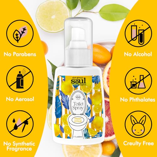 THE GOOD SOUL PROJECT Toilet Spray for Poop, Fresh Citrus, Bathroom Spray Odor Eliminator, 2Fl Oz 2 Pack