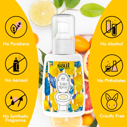 THE GOOD SOUL PROJECT Toilet Spray for Poop, Fresh Citrus, Bathroom Spray Odor Eliminator, 2Fl Oz 2 Pack
