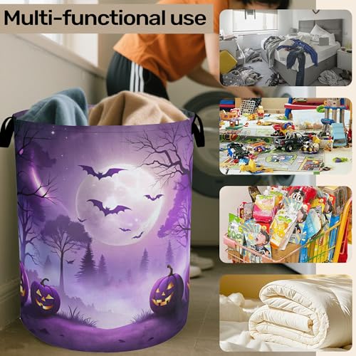 Pumpkin Party Foldable Laundry Hamper - Waterproof Fabric Storage Basket with Handles, Clothes Hampers for Laundry,Bedroom,Dorm - color: Pumpkin Party