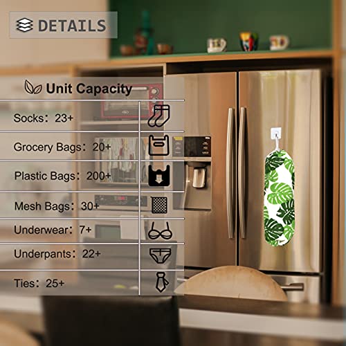 Green Wall Mount Plastic Bag Organizer - Washable Large Grocery Bag Storage Dispenser for Home Kitchen Travelling, Free Adjustment with Drawstring, 22x9 - color: green
