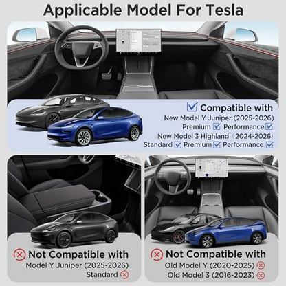 8PCS Center Console Organizer for Tesla Model Y Juniper Accessories 2026 2025 & for Tesla Model 3 Accessories 2024-2026 [Slide Smoothly & US Patent] Charging Pad Sunglasses Cup Holder Black