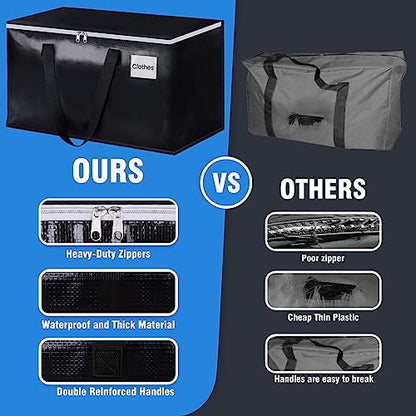 BlissTotes Collapsible Moving Bags - Heavy Duty Boxes with Zippers and Handles, Space Saving Packing Totes for Moving Supplies Storage (93L, 6-Pack, Black) - size: 93L