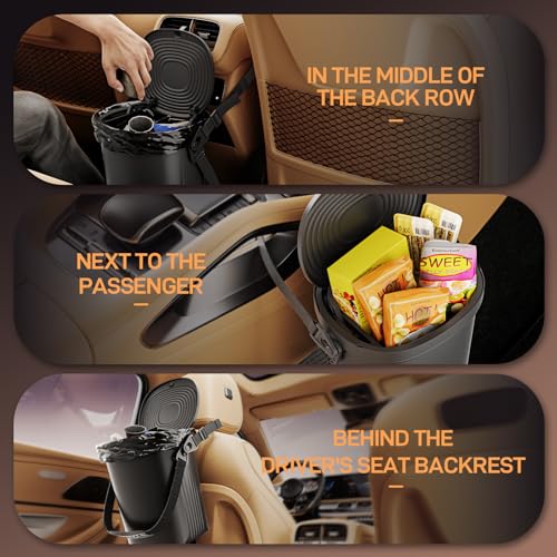 Waretary Trash Can for Car Garbage: Leakproof Silicone Car Waste Bin w/Lid for Drivers and Passengers; 2 Gallon Garbage Container for Vehicle, Sedan, SUV, Van, MPV & Truck (Black) - color: Black