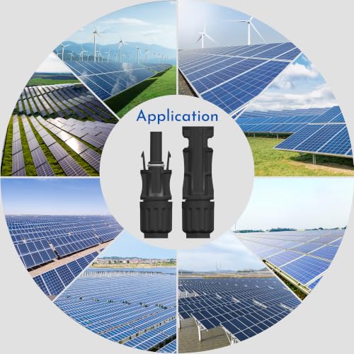 10AWG Solar Connectors IP68 Waterproof 2000V 50A Solid Tinned Copper Terminal Black 5 Pairs for Solar PV Panel Cable(6mm²) - size: 2000V 10AWG Solar Connectors