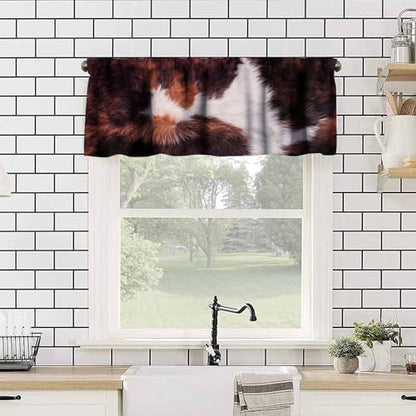 Cowhide Print Kitchen Valance, Western Farm Animal Fur Rustic Farmhouse Brown White Cow Print Blackout Short Window Treatment for Kids Boys Girls Teens Bedroom Living Room, 54x18inch - color: Cowhide-5