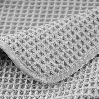 POLYTE 430 GSM Microfiber Quick Dry Lint Free Oversize Bath Towel Set, 6 Piece (Waffle Weave) - color: Light Gray