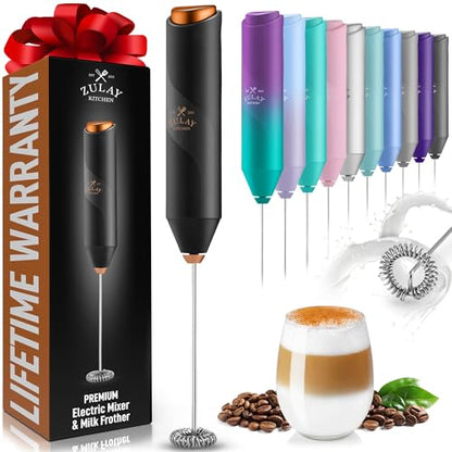 Zulay Kitchen Powerful Milk Frother Wand - Handheld Stainless Steel - Battery Operated Drink Mixer for Coffee, Lattes, Cappuccino, Matcha - Froth Mate Frother Gift - Alpha Black Copper - color: Alpha Black Copper, size: Classic Froth Mate
