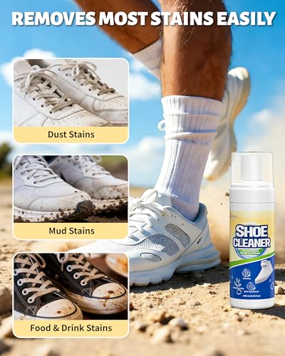 Jevvu Shoe Cleaner, Sneaker Cleaner Kit with Brush and Towel, Deep Clean Shoe Cleaning Kit for White Shoes - size: 2 Pack 6.76 fl oz